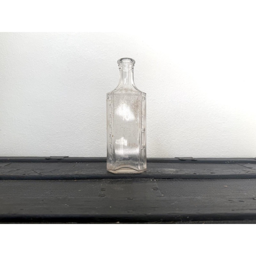 Vintage Owens Clear Glass Bottle | 3VIII Cork Top Apothecary Bottle